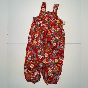 Floral Red Kids Jumpsuit